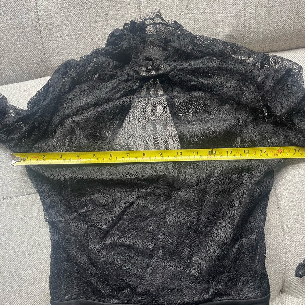Jonathan Simkhai Black Lace l Bodysuit Size 2 Long Sleeve Sheer Top - Picture 7 of 7